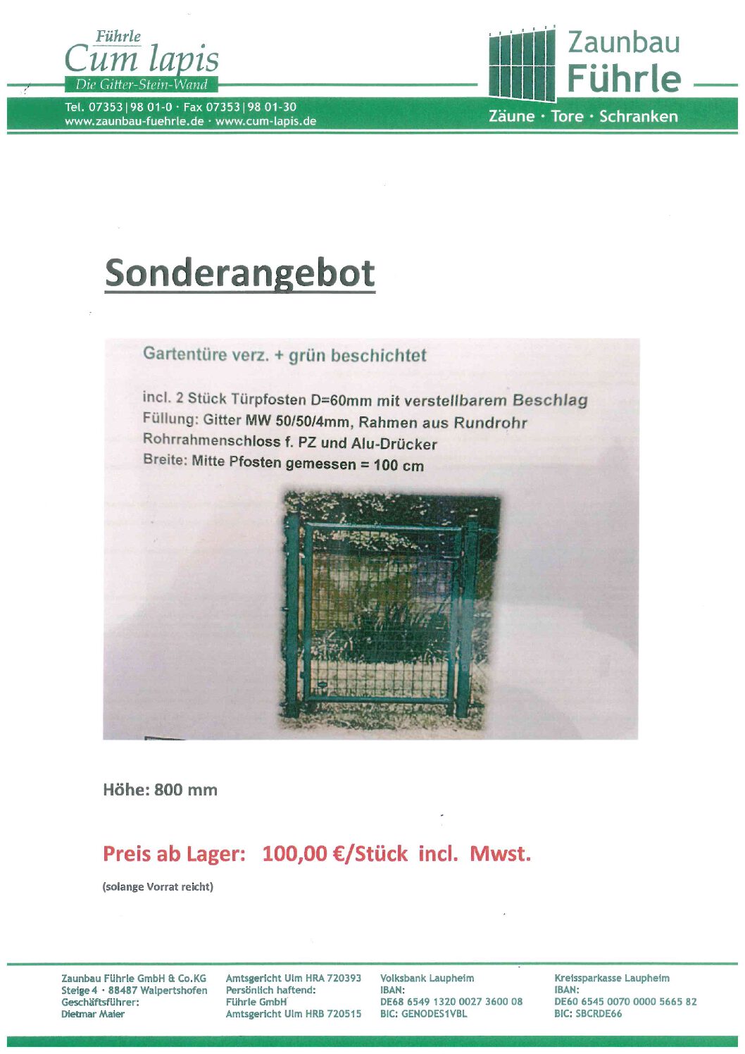 Sonderangebot grüne Türe