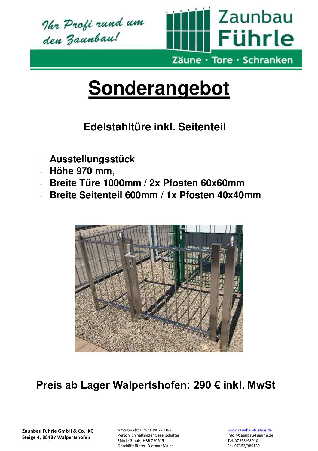 Edelstahltüre Lager Sonderverkauf